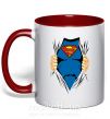 Чашка з кольоровою ручкою Супермен рубашка Червоний фото