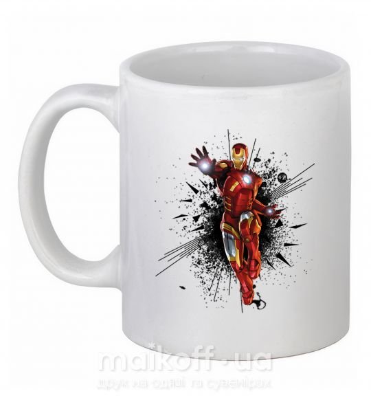 Чашка керамическая Взрыв Железный человек Белый фото