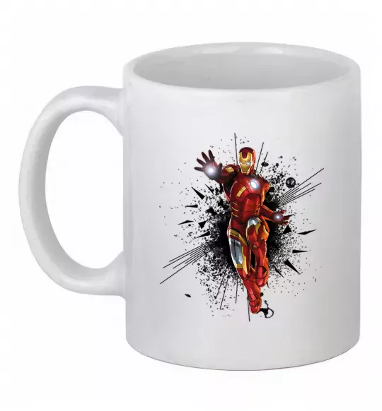 Чашка керамічна Вибух Залізна людина Білий фото