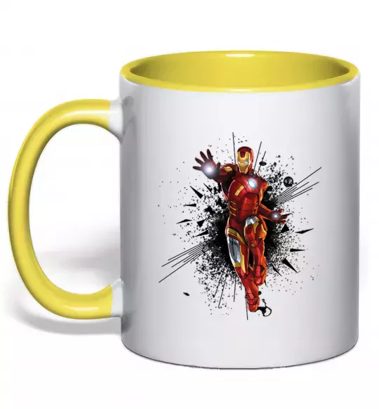 Чашка с цветной ручкой Вибух Залізна людина Солнечно желтый фото