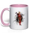 Чашка з кольоровою ручкою Взрыв Железный человек Ніжно рожевий фото