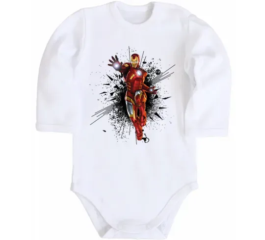 Дитячий бодік Вибух Залізна людина Білий фото