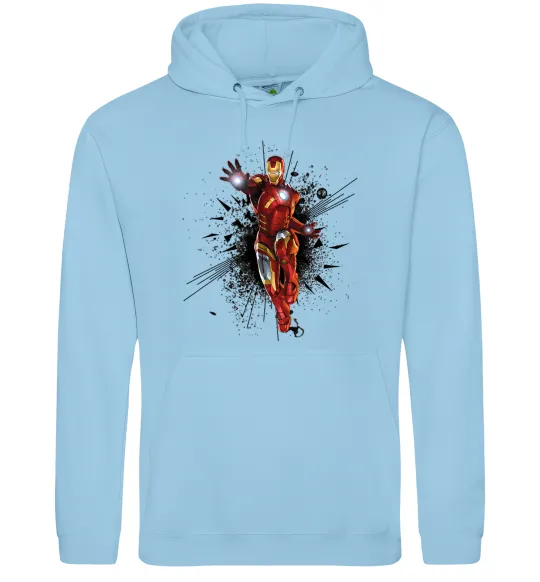 Чоловіча толстовка (худі) Вибух Залізна людина Блакитний фото