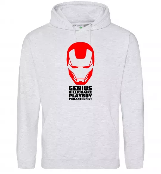 Женская толстовка (худи) Genius billionaire playboy philantropist Серый меланж фото