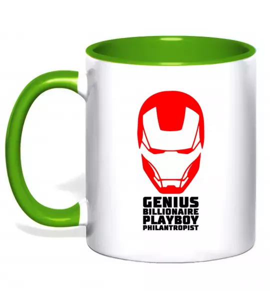 Чашка з кольоровою ручкою Genius billionaire playboy philantropist Зелений фото