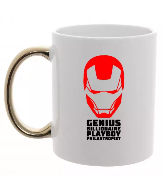 Чашка з кольоровою ручкою Genius billionaire playboy philantropist Золото фото
