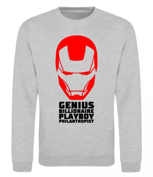 Світшот Genius billionaire playboy philantropist Сірий меланж фото