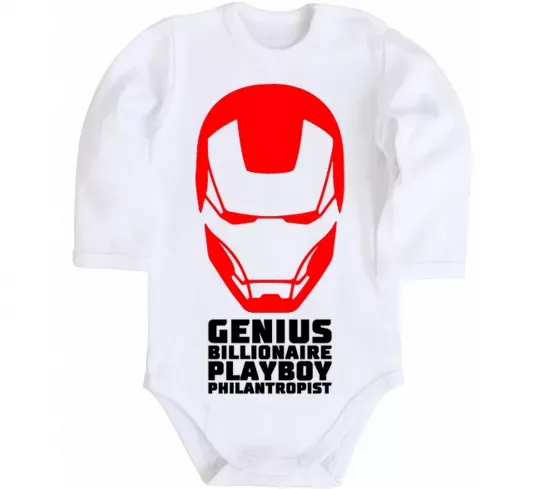 Дитячий бодік Genius billionaire playboy philantropist Білий фото
