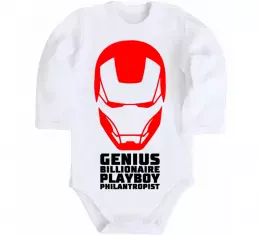 Детский боди Iron man costume Белый фото