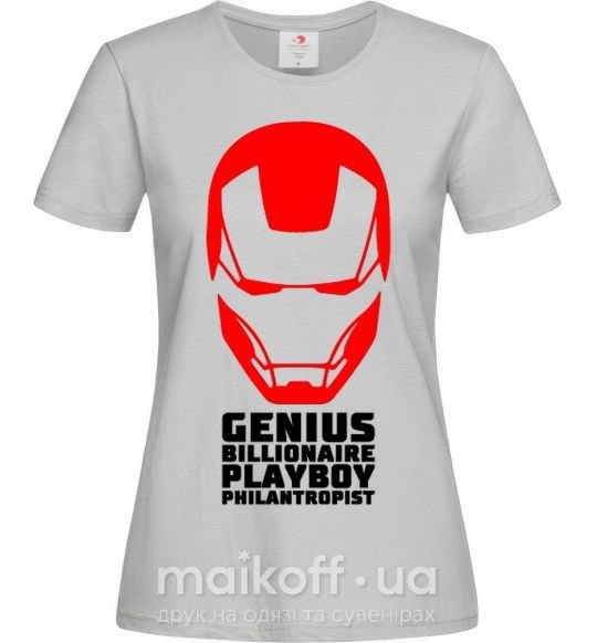 Жіноча футболка Genius billionaire playboy philantropist Сірий фото