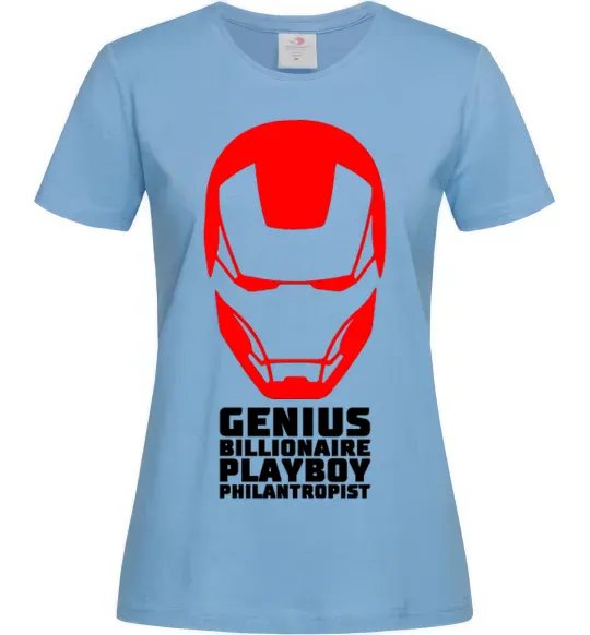 Женская футболка Genius billionaire playboy philantropist Голубой фото