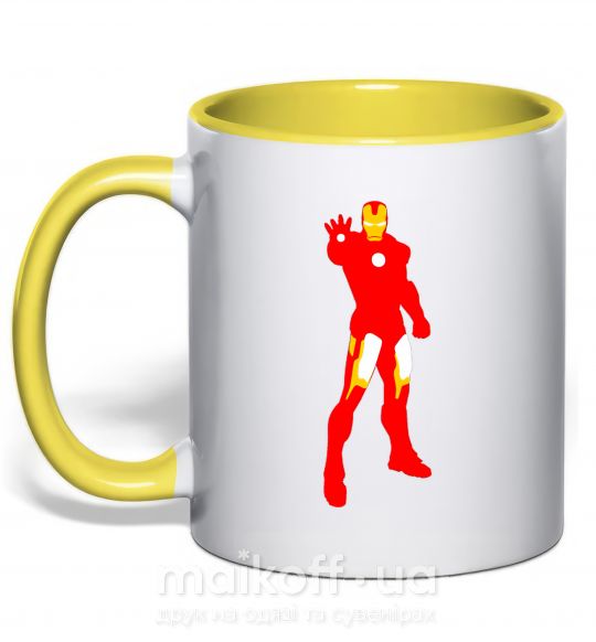 Чашка з кольоровою ручкою Iron man costume Сонячно жовтий фото