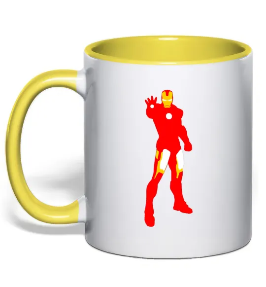 Чашка з кольоровою ручкою Iron man costume Лимонний фото