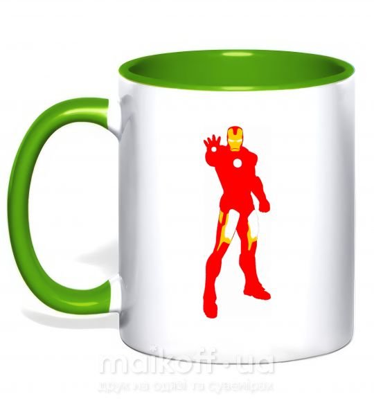 Чашка с цветной ручкой Iron man costume Зеленый фото