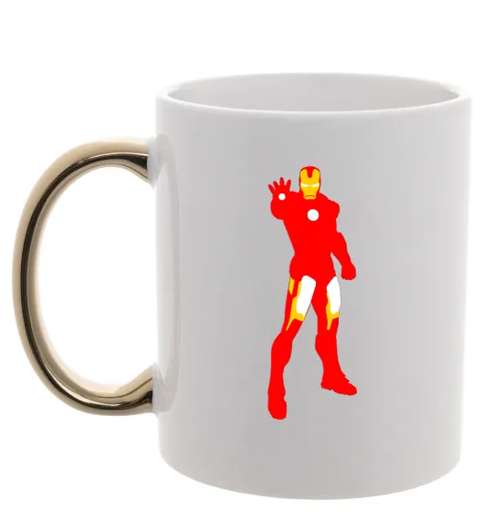 Чашка з кольоровою ручкою Iron man costume Золото фото