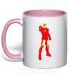 Чашка з кольоровою ручкою Iron man costume Ніжно рожевий фото