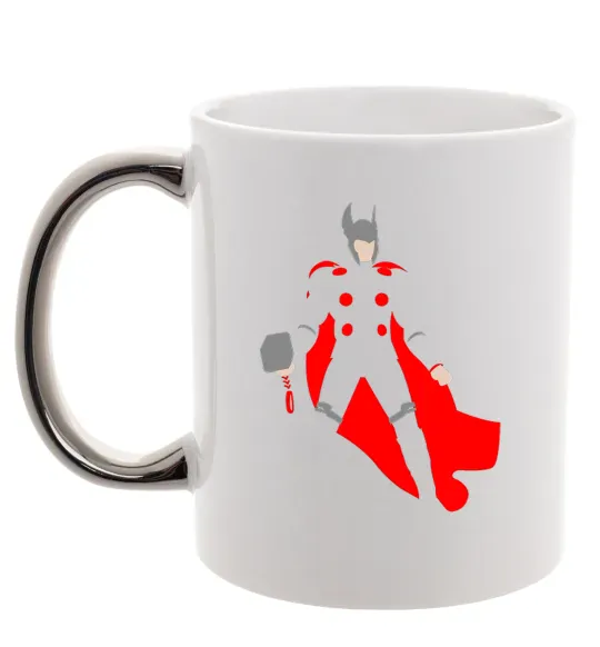 Чашка с цветной ручкой Тор 3 Серебро фото