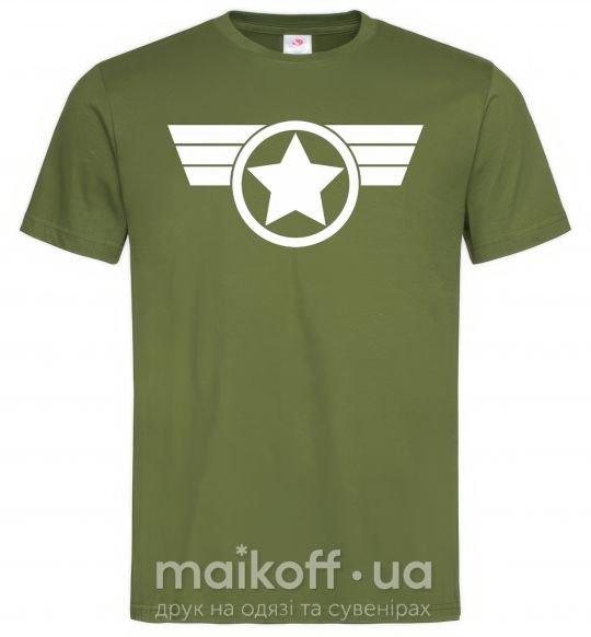 Мужская футболка Капитан Америка лого Оливковый фото