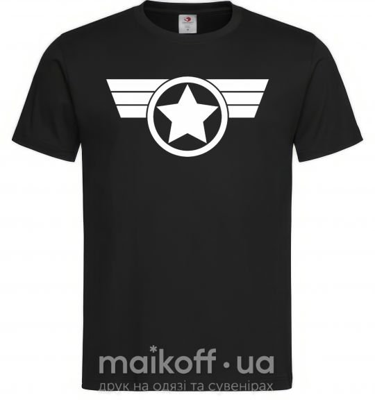 Чоловіча футболка Капитан Америка лого Чорний фото