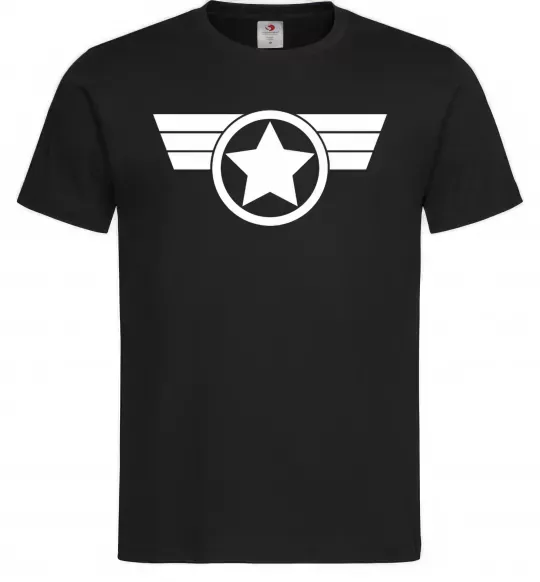 Чоловіча футболка Капітан Америка лого Чорний фото