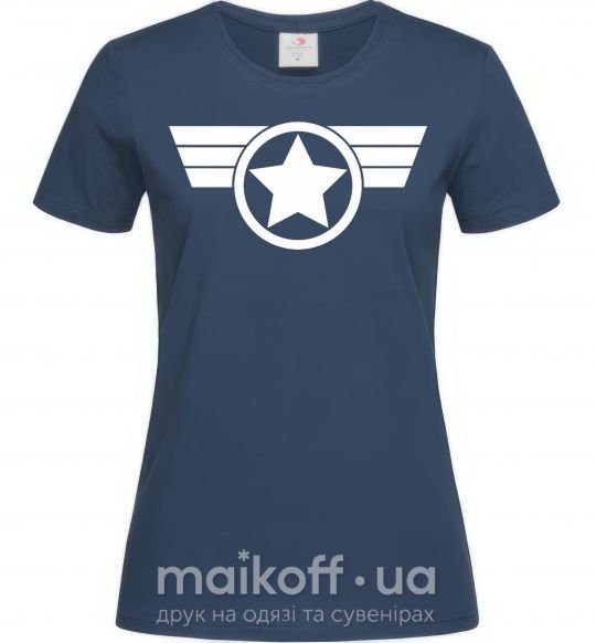 Женская футболка Капитан Америка лого Темно-синий фото
