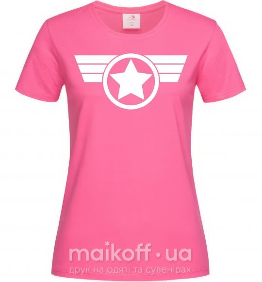 Жіноча футболка Капитан Америка лого Яскраво-рожевий фото