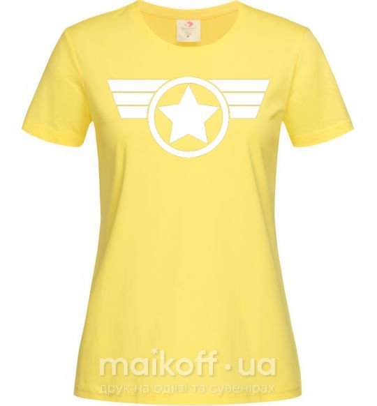 Женская футболка Капитан Америка лого Лимонный фото