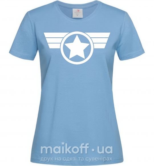 Женская футболка Капитан Америка лого Голубой фото