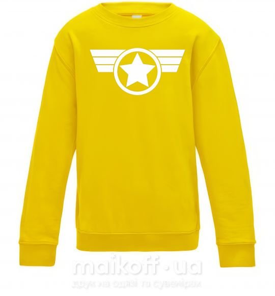 Детский Свитшот Капитан Америка лого Солнечно желтый фото