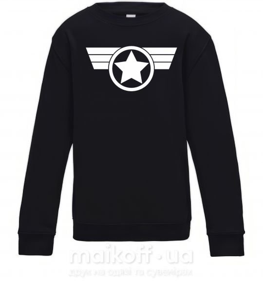 Детский Свитшот Капитан Америка лого Черный фото