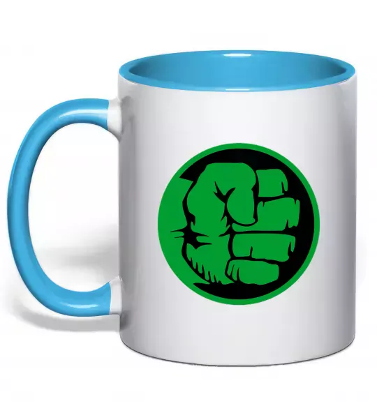 Чашка с цветной ручкой Лoго Халк Голубой фото