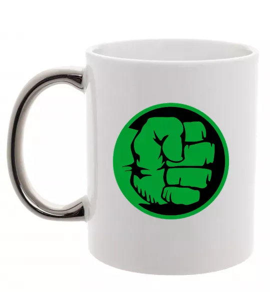 Чашка с цветной ручкой Лoго Халк Серебро фото