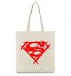Эко-сумка Штрихованный логотип супермена Бежевый фото