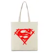 Еко-сумка Штрихований логотип супермена Бежевий фото