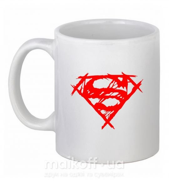 Чашка керамічна Штрихованный логотип супермена Білий фото