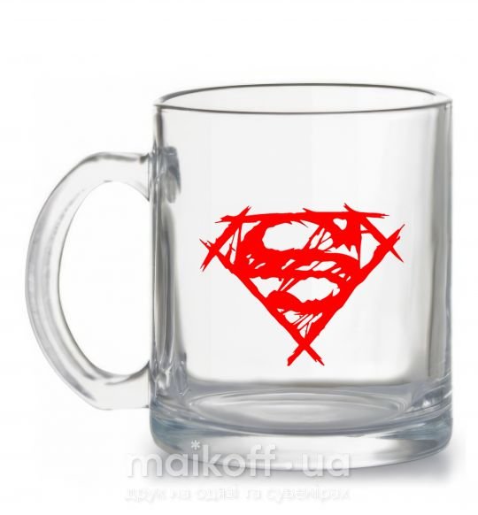 Чашка скляна Штрихованный логотип супермена Прозорий фото