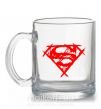 Чашка стеклянная Штрихованный логотип супермена Прозрачный фото