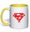 Чашка з кольоровою ручкою Штрихованный логотип супермена Сонячно жовтий фото