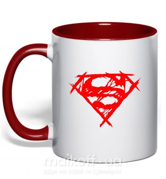 Чашка с цветной ручкой Штрихованный логотип супермена Красный фото