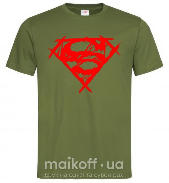 Мужская футболка Штрихованный логотип супермена Оливковый фото