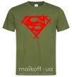 Мужская футболка Штрихованный логотип супермена Оливковый фото