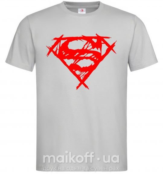 Мужская футболка Штрихованный логотип супермена Серый фото