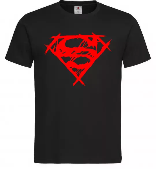 Чоловіча футболка Штрихований логотип супермена Чорний фото