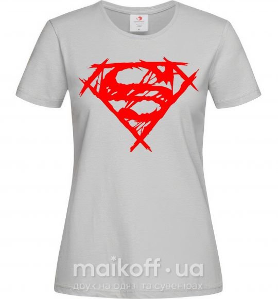 Женская футболка Штрихованный логотип супермена Серый фото