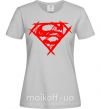 Женская футболка Штрихованный логотип супермена Серый фото