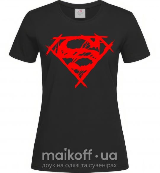 Женская футболка Штрихованный логотип супермена Черный фото