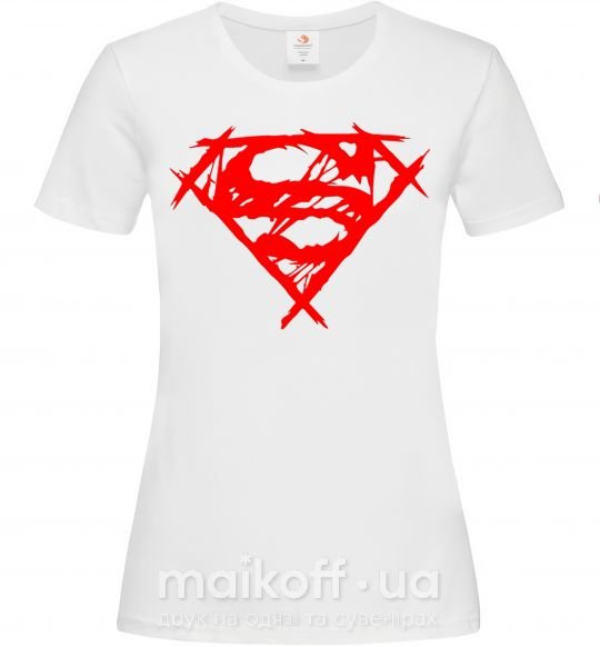 Женская футболка Штрихованный логотип супермена Белый фото