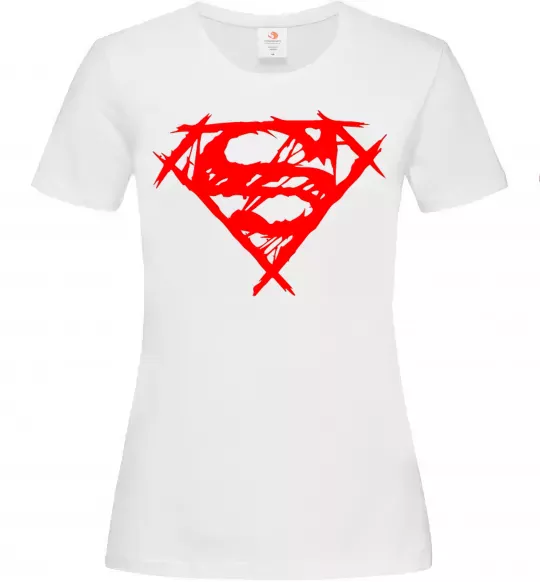 Женская футболка Штрихований логотип супермена Белый фото