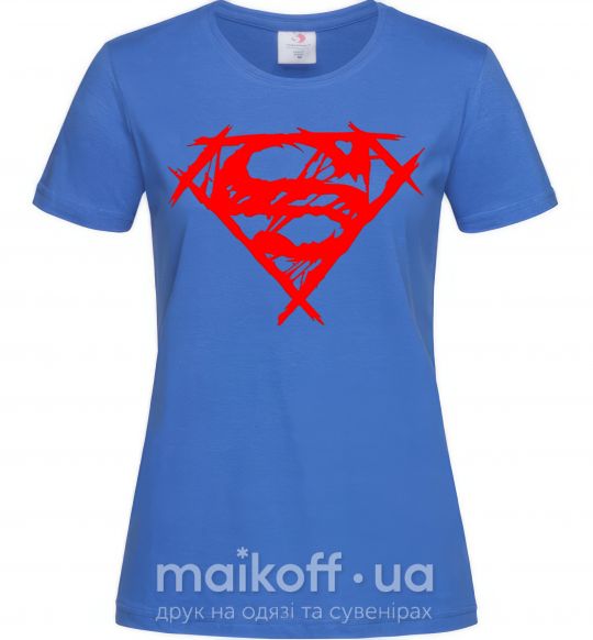 Женская футболка Штрихованный логотип супермена Ярко-синий фото