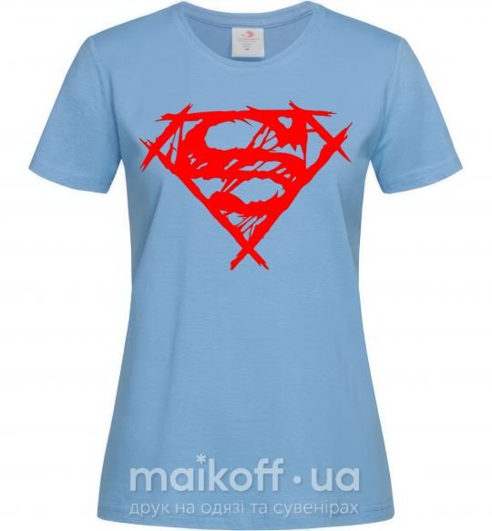 Жіноча футболка Штрихованный логотип супермена Блакитний фото